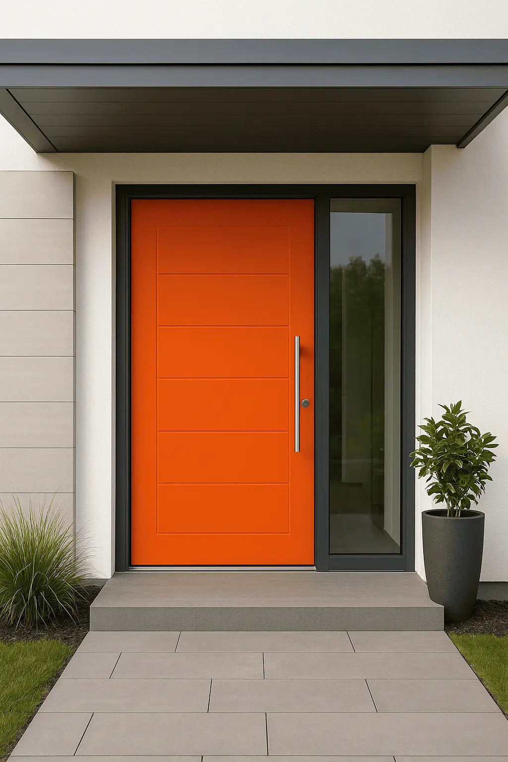 moderne Haustür Farbe Orange