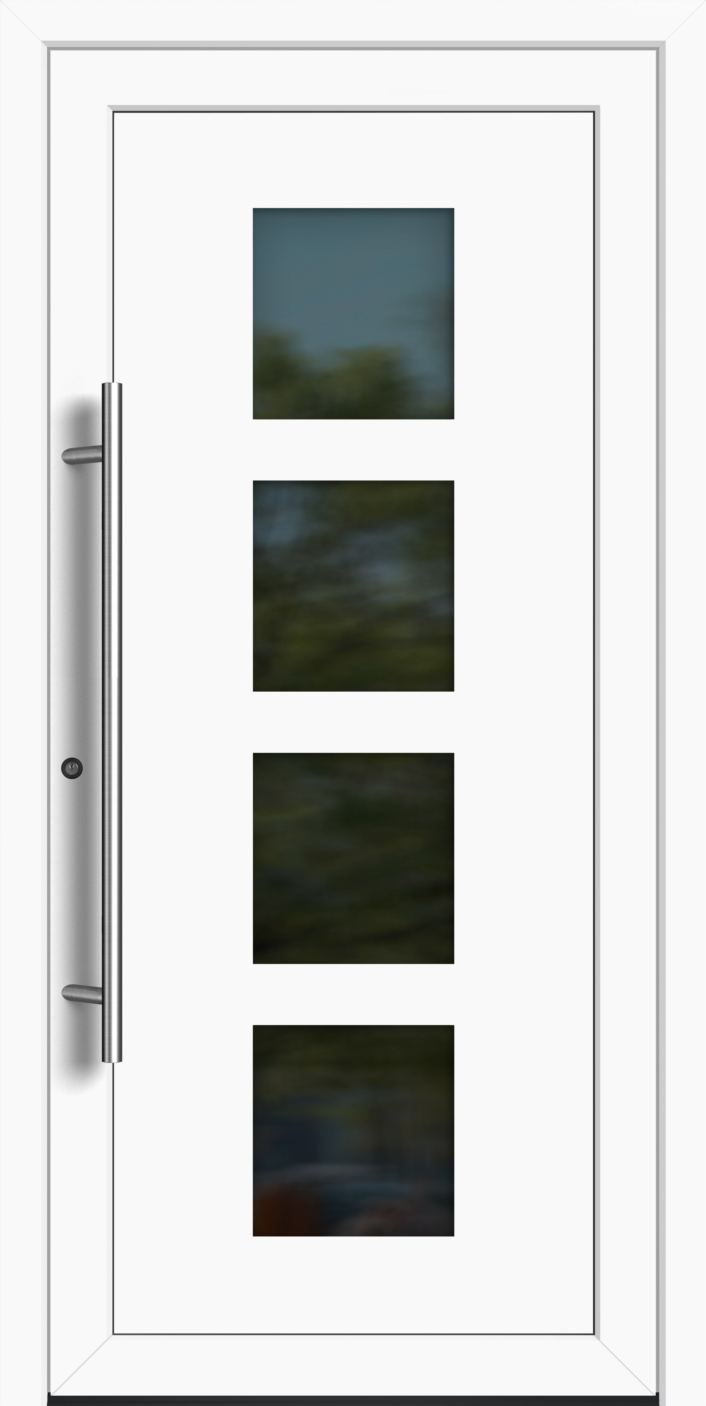 Außenansicht einer Schüco Kunststoff Haustür welche man online günstig kaufen kann