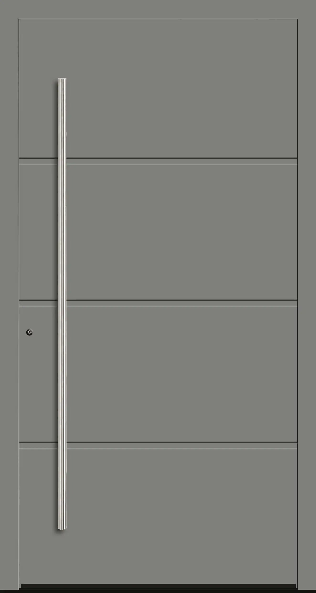 Moderne Aluminium Haustür mit geschlossener Füllung in Staubgrau Dreh Links