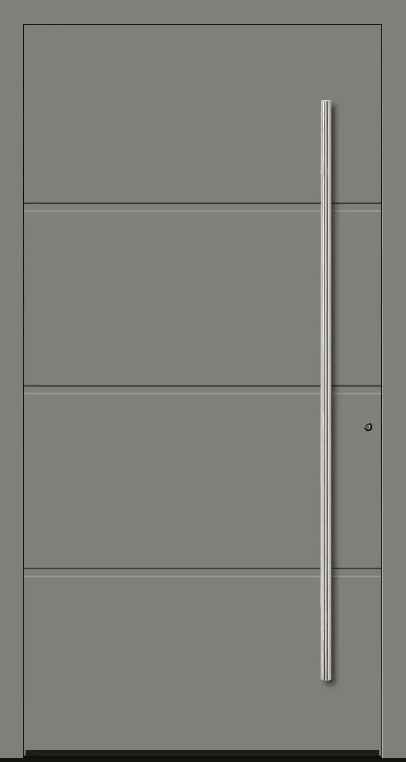 Moderne Aluminium Haustür mit geschlossener Füllung in Staubgrau Dreh Rechts