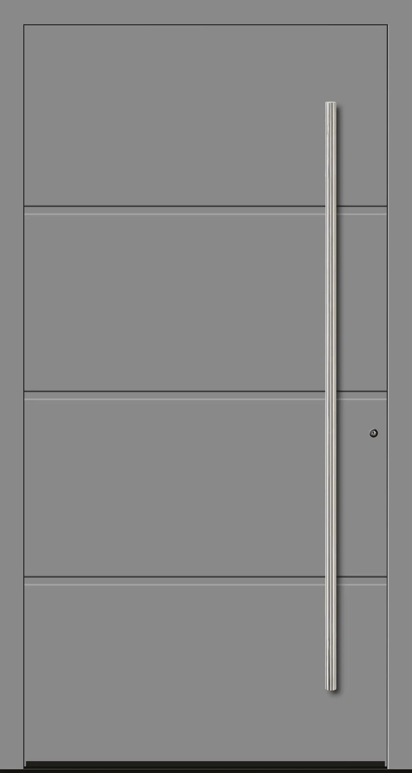 Moderne Aluminium Haustür mit geschlossener Füllung in Graualuminium Dreh Rechts