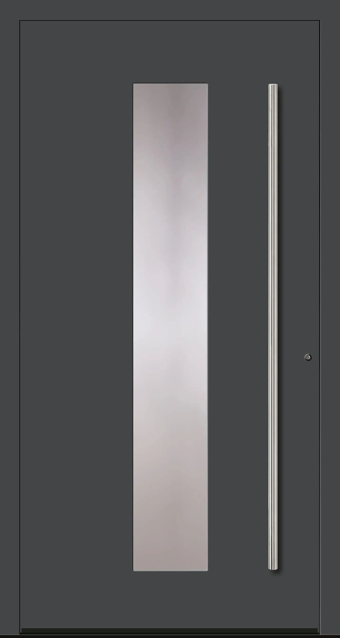 Aluminium Haustür in Dreh Rechts in RAL 7012 grau mit Glas