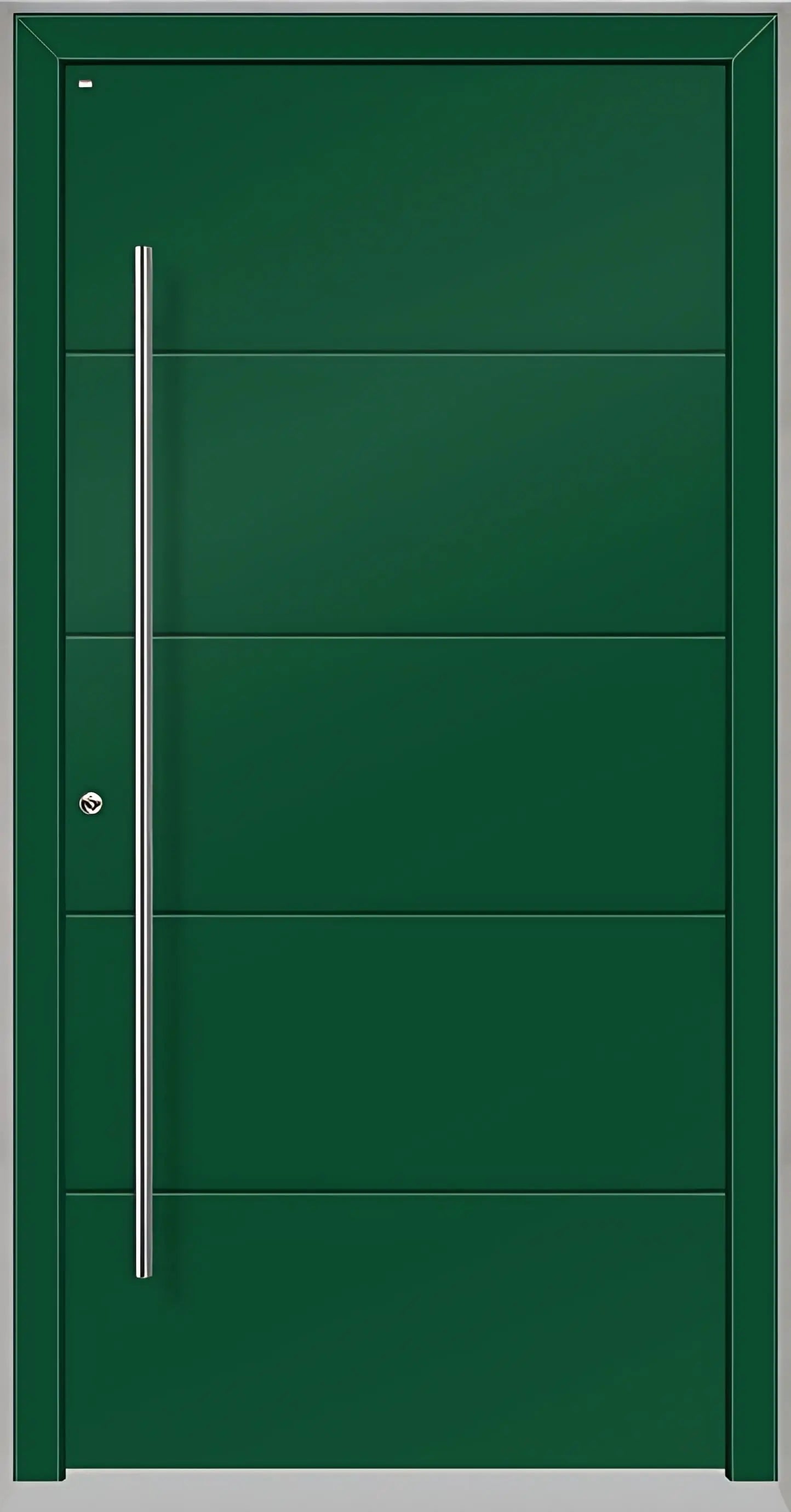 Haustüre Holz Aluminium mit vier Nuten in Moosgrün Dreh Links