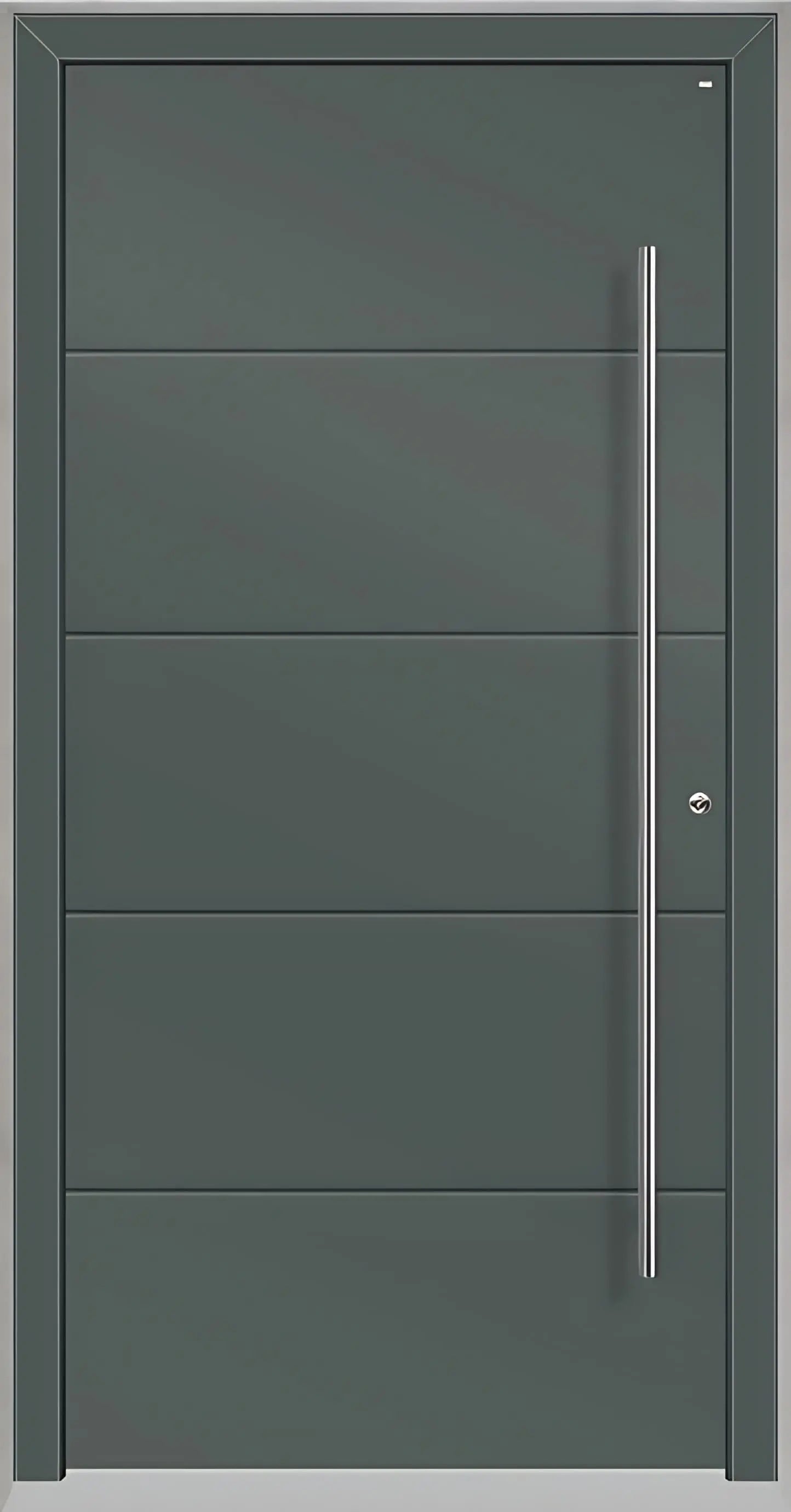 Haustüre Holz Aluminium mit vier Nuten in Basaltgrau Dreh Rechts