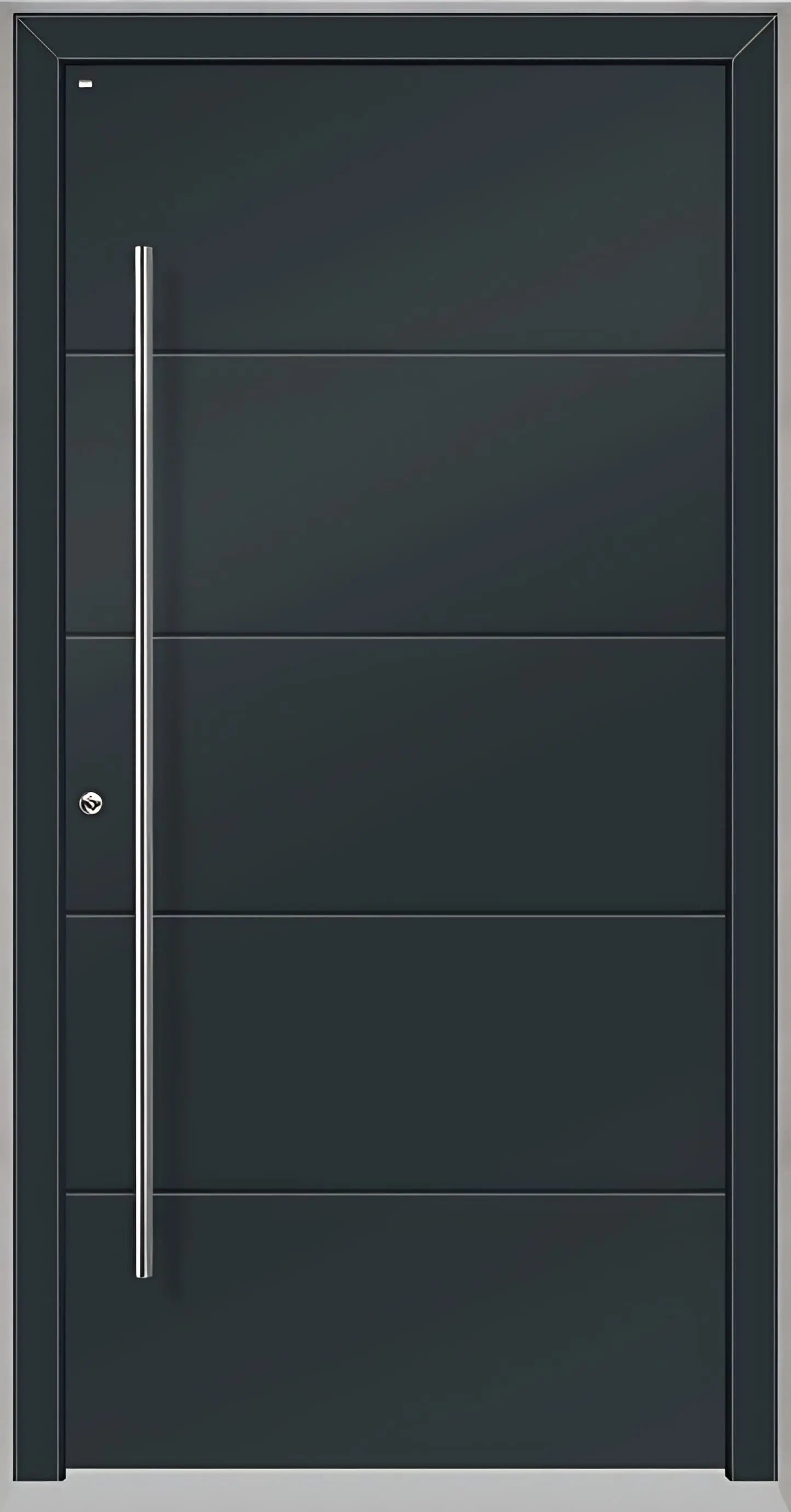 Haustüre Holz Aluminium mit vier Nuten in Anthrazitgrau Dreh Links