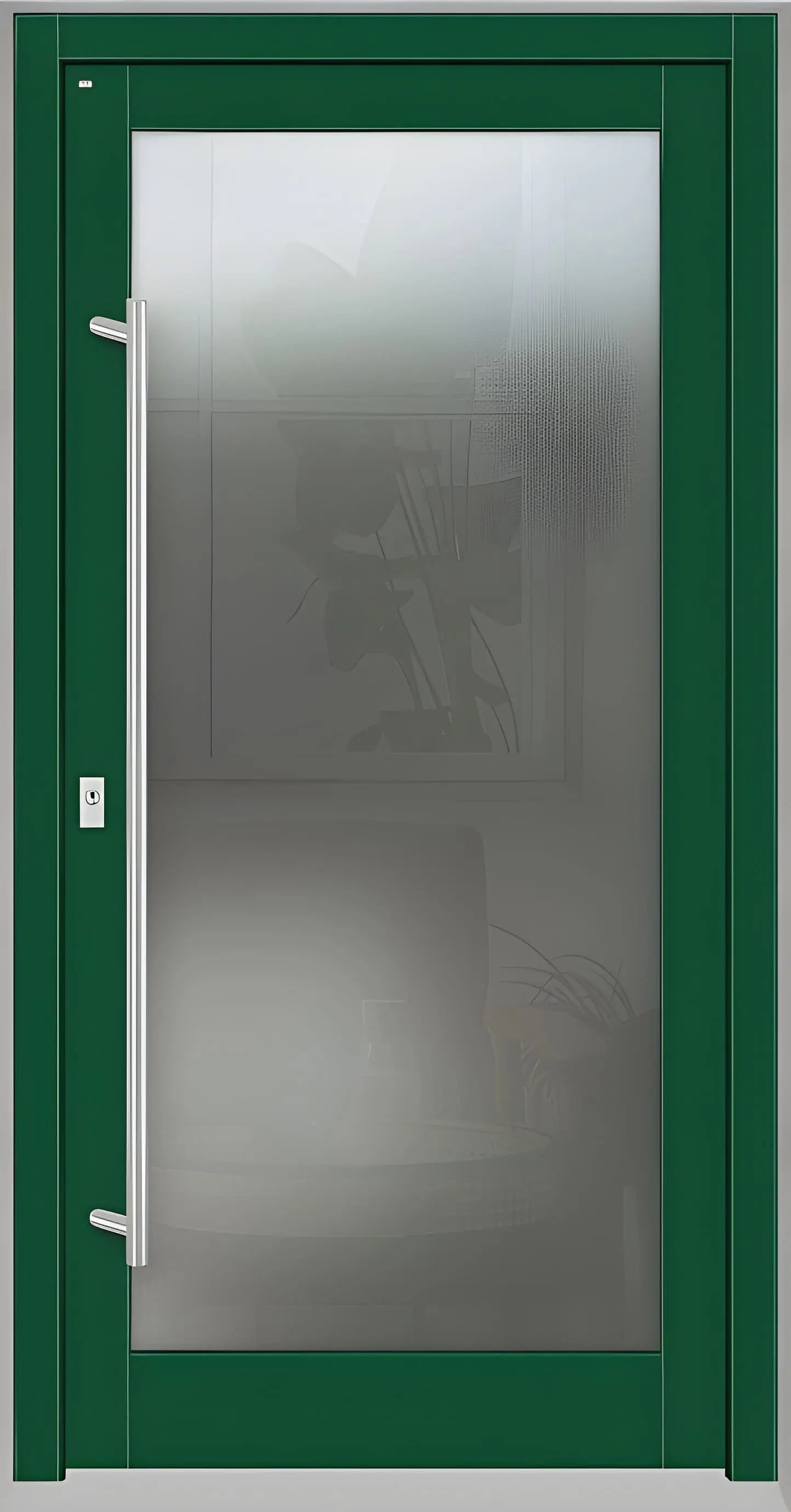 Haustür Holz mit Ganzglasfüllung in Moosgrün Dreh Links