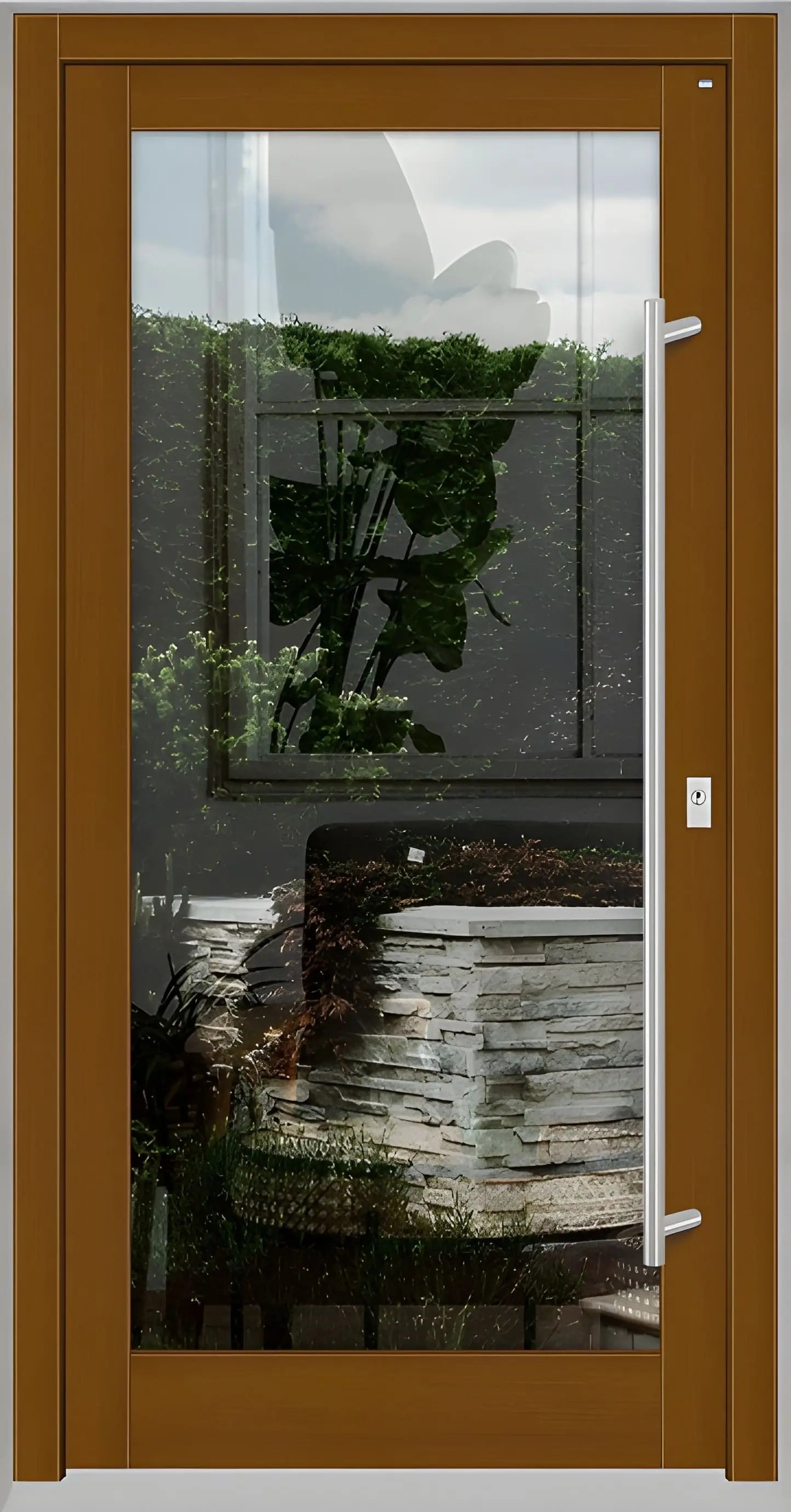 Haustür Holz mit Ganzglasfüllung in Eicheclassic Dreh Rechts