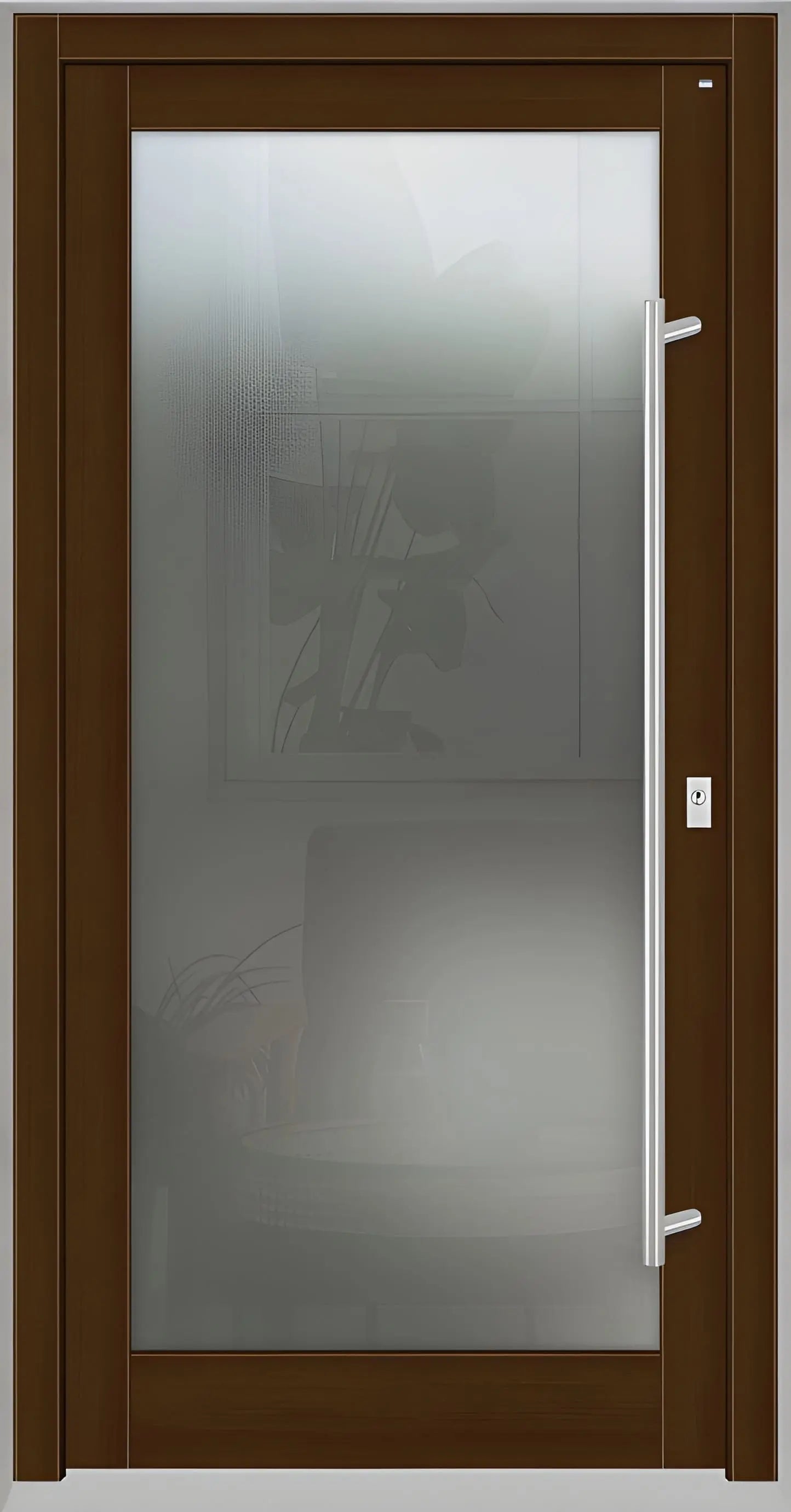 Haustür Holz mit Ganzglasfüllung in Eichedunkel Dreh Rechts