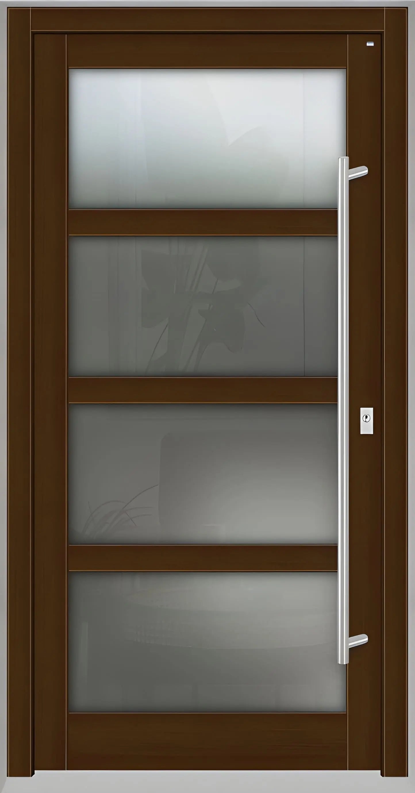 Haustür Holz mit Ganzglasfüllung und 3 Eichedunkel Dreh Rechts