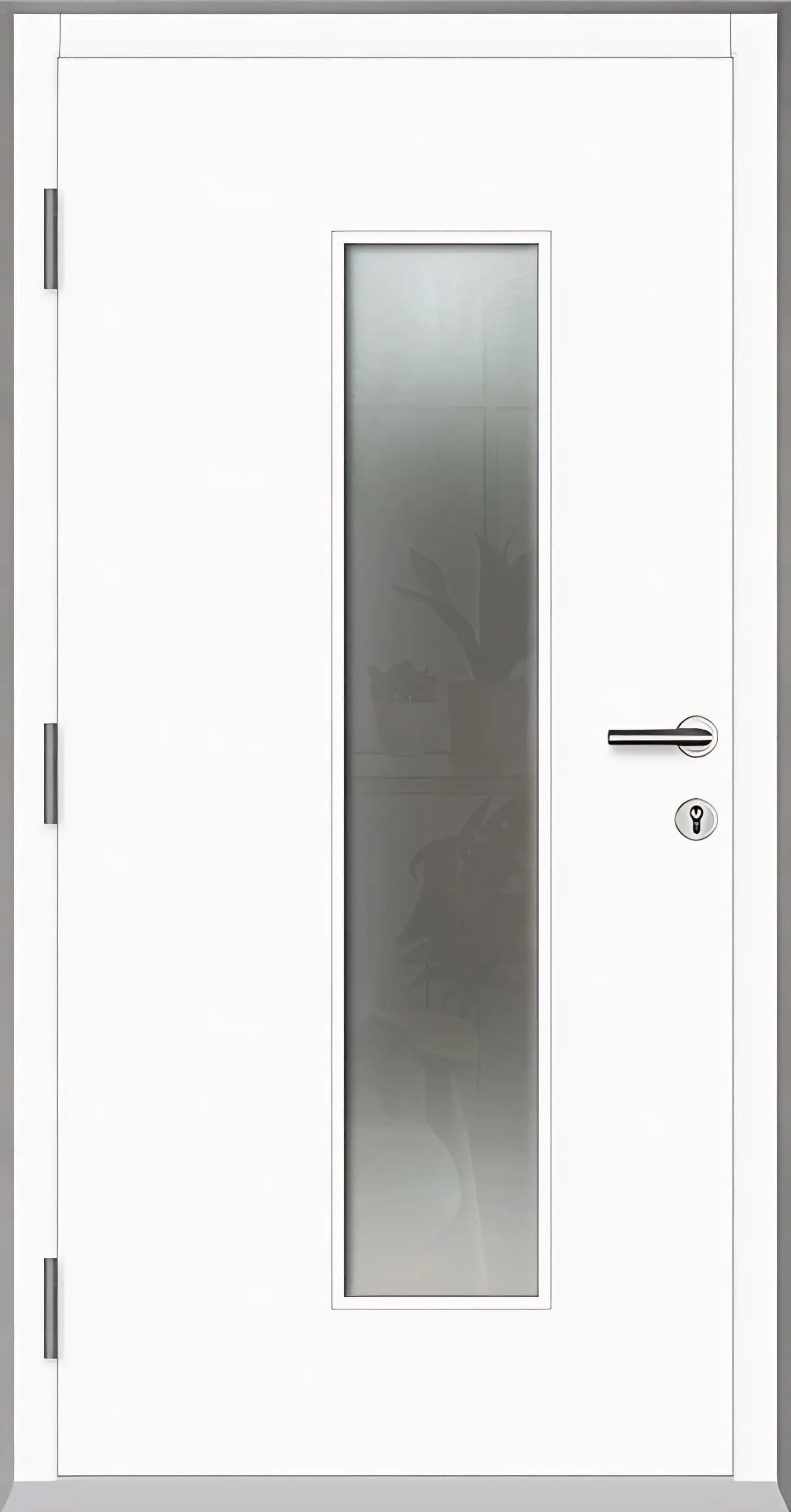 Holz Alu Haustür mit Lichtausschnitt Innenansicht als Dreh Links in Farbton Weiß