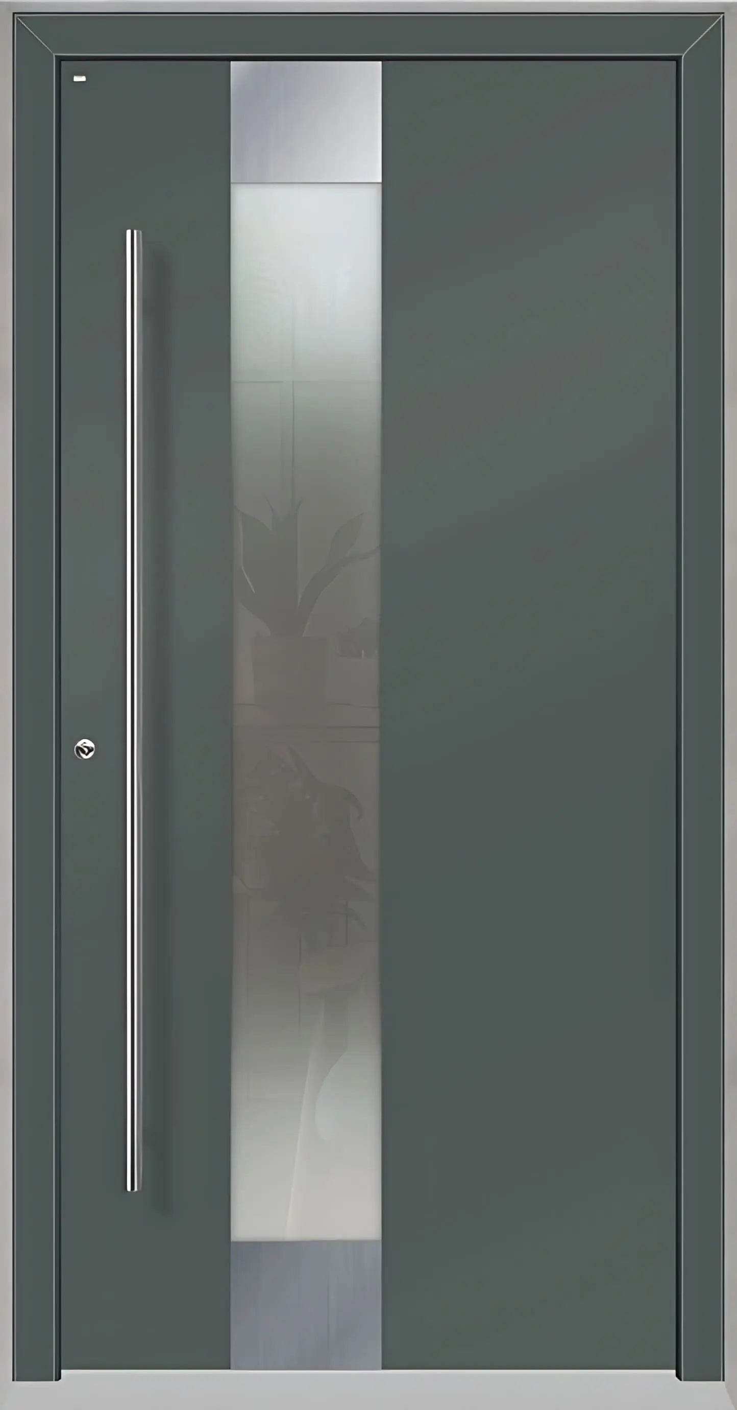 Holz Alu Haustür mit Lichtausschnitt in Basaltgrau als Dreh Links