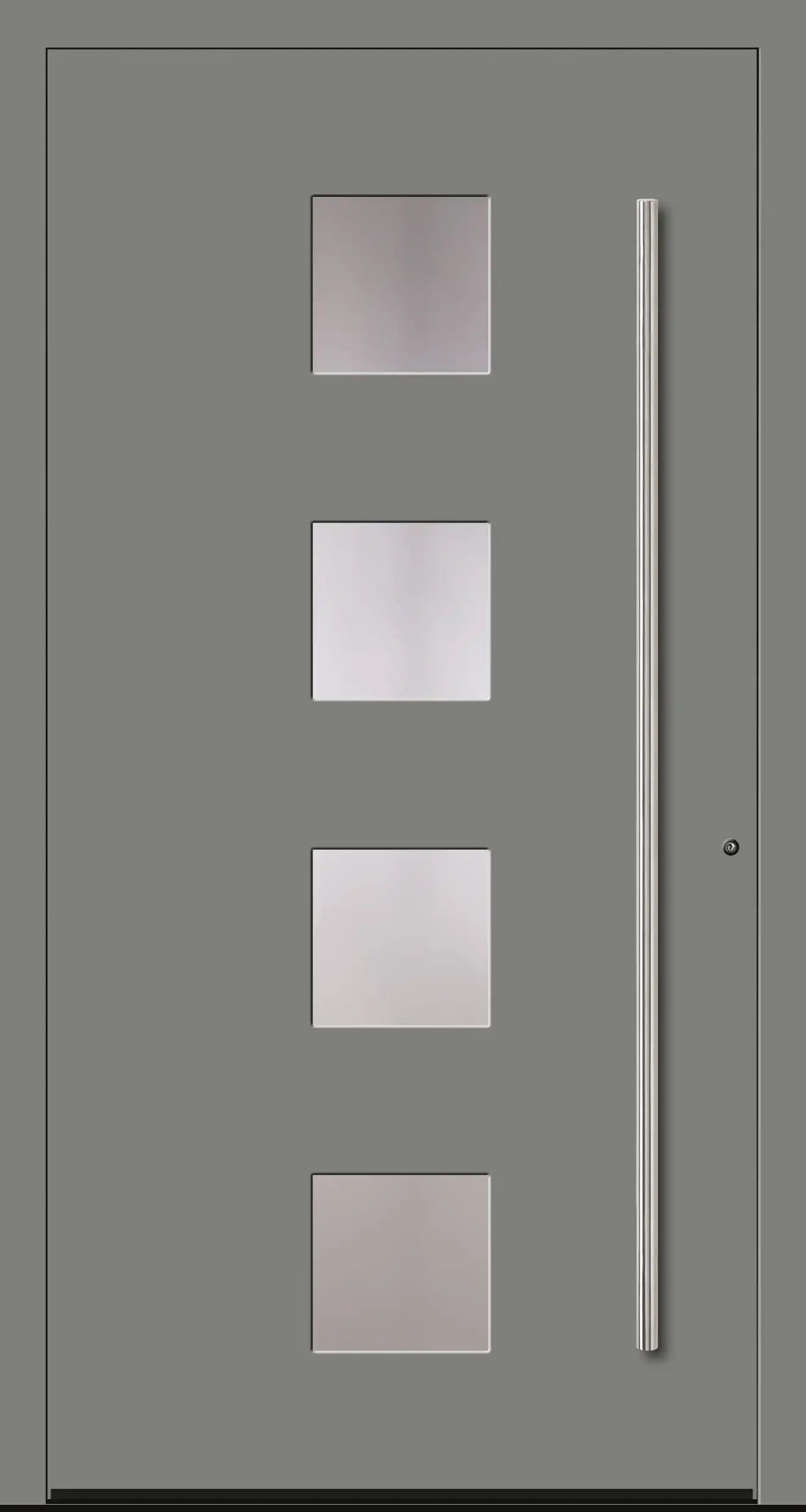 Schüco Haustür Aluminium Modell A3 in staubgrau mit vier Lichtausschnitten Dreh Rechts