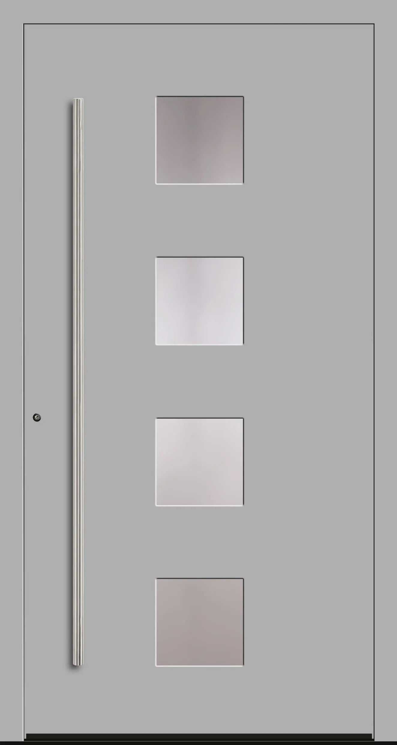 Schüco Haustür Aluminium Modell A3 in weißaluminium mit vier Lichtausschnitten Dreh Links