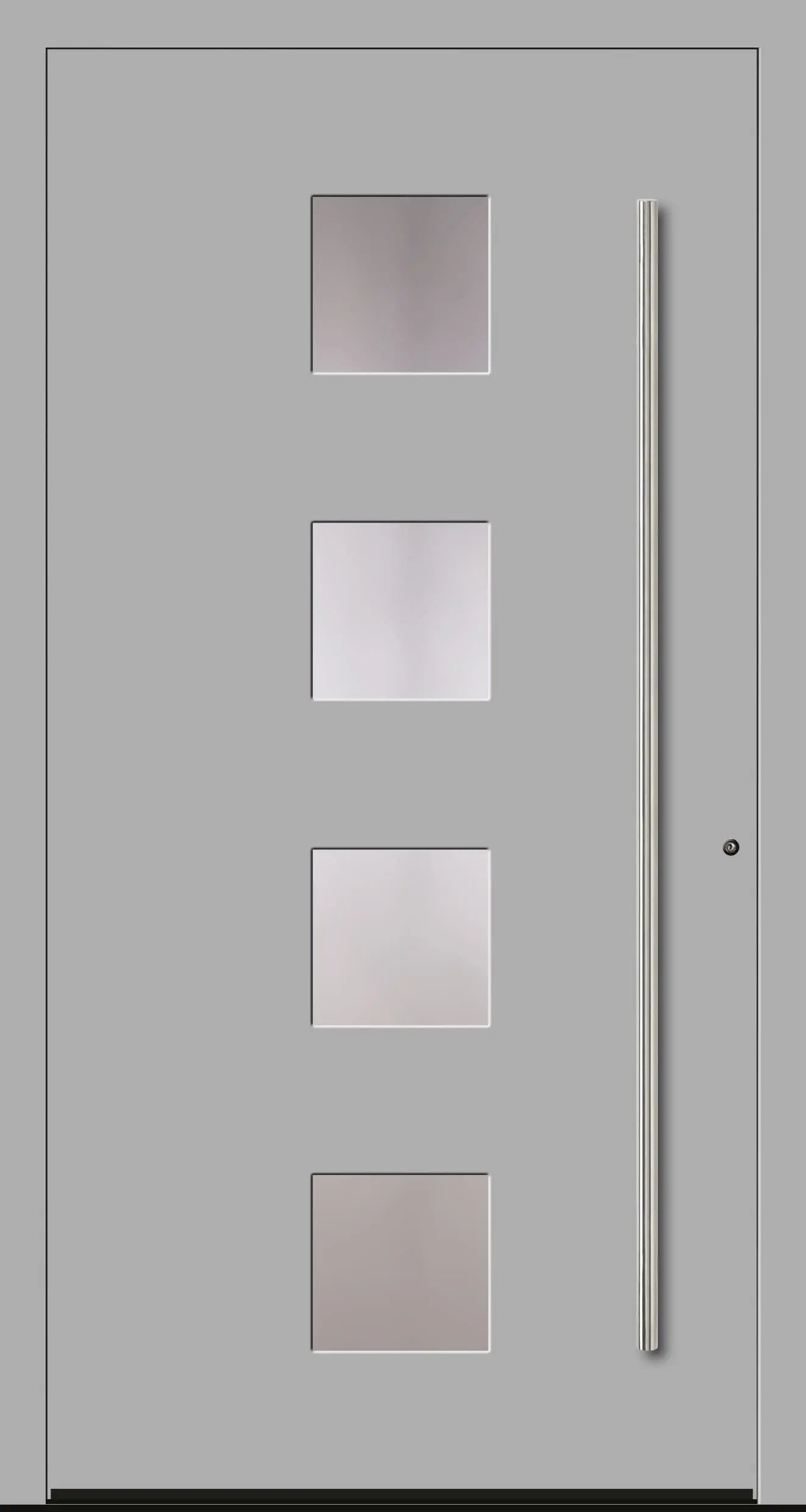Schüco Haustür Aluminium Modell A3 in weißaluminium mit vier Lichtausschnitten Dreh Rechts