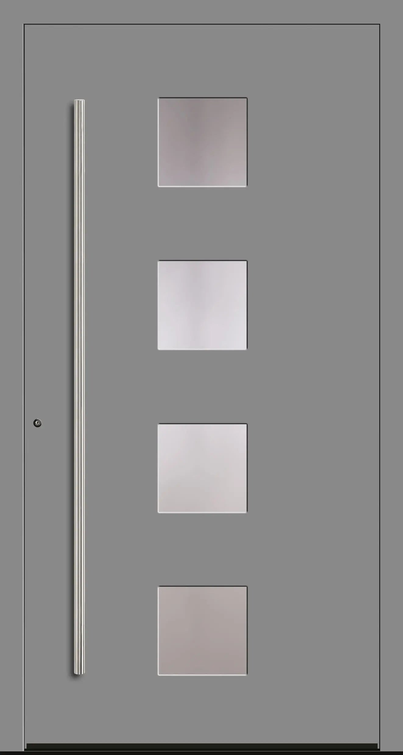 Schüco Haustür Aluminium Modell A3 in graualuminium mit vier Lichtausschnitten Dreh Links