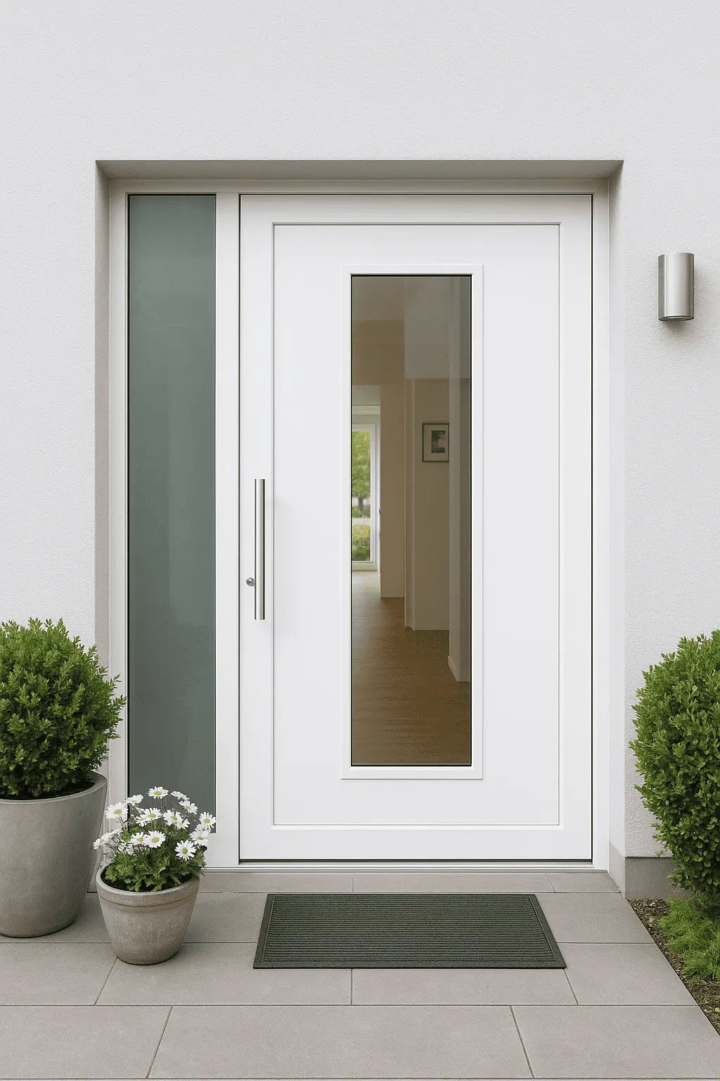 moderne Haustür mit Glaseinsatz