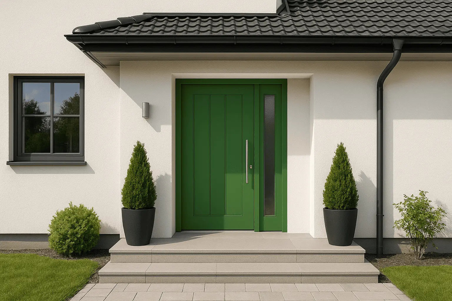 Moderne grüne Haustür - Haustür selber einbauen