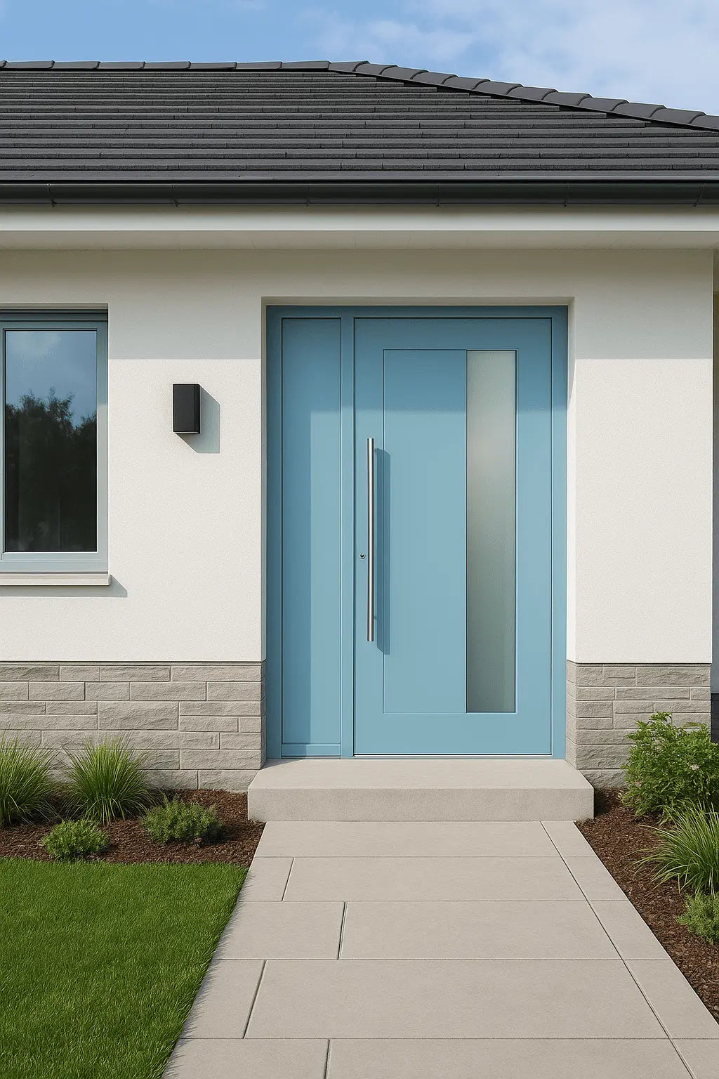 Stillvolle Haustür in Babyblau - haustuerenkauf.de