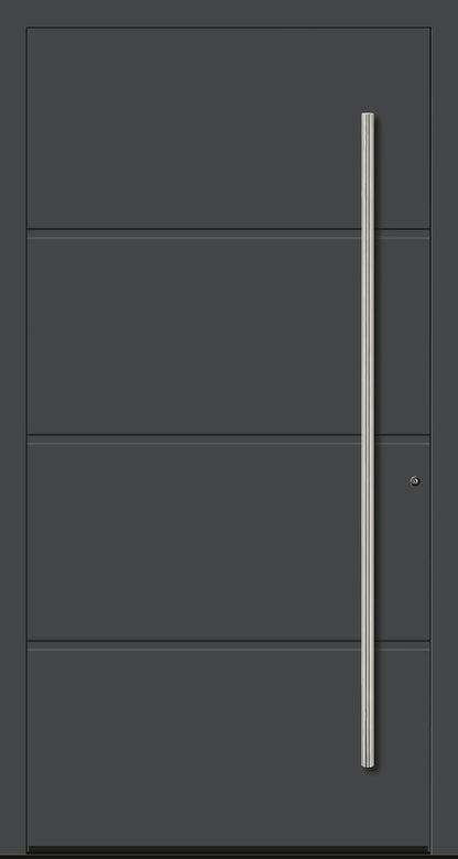 Moderne Aluminium Haustür mit geschlossener Füllung in Basaltgrau Dreh Rechts