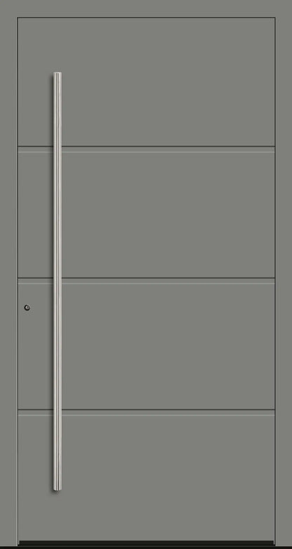 Moderne Aluminium Haustür mit geschlossener Füllung in Staubgrau Dreh Links 
