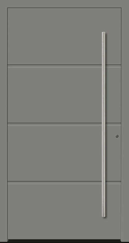 Moderne Aluminium Haustür mit geschlossener Füllung in Staubgrau Dreh Rechts