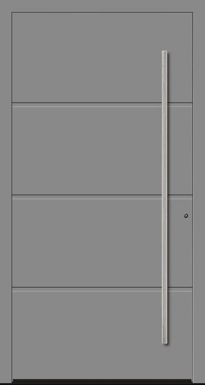 Moderne Aluminium Haustür mit geschlossener Füllung in Graualuminium Dreh Rechts