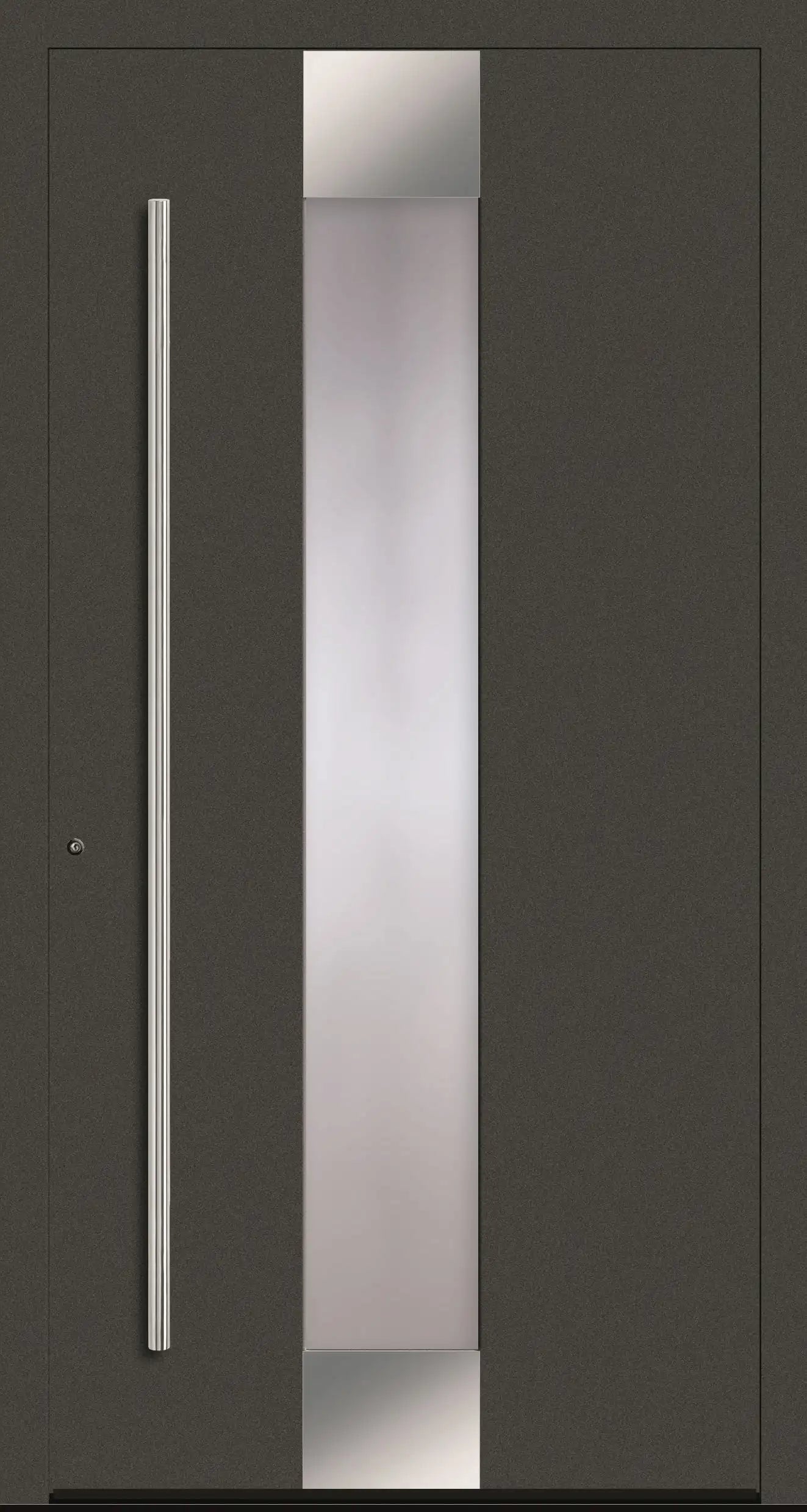 Haustür Aluminium Modell A5 mit Lichtausschnitt und Edelstahl in DB703 Dreh Links