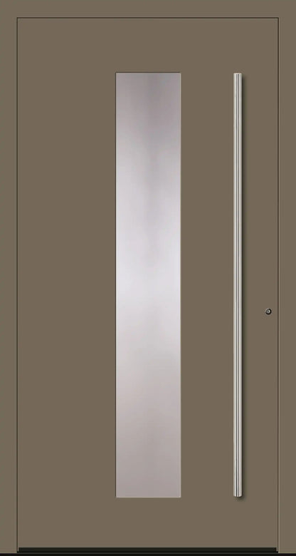 Aluminium Haustür in Dreh Rechts in RAL 7002 beige mit Glas