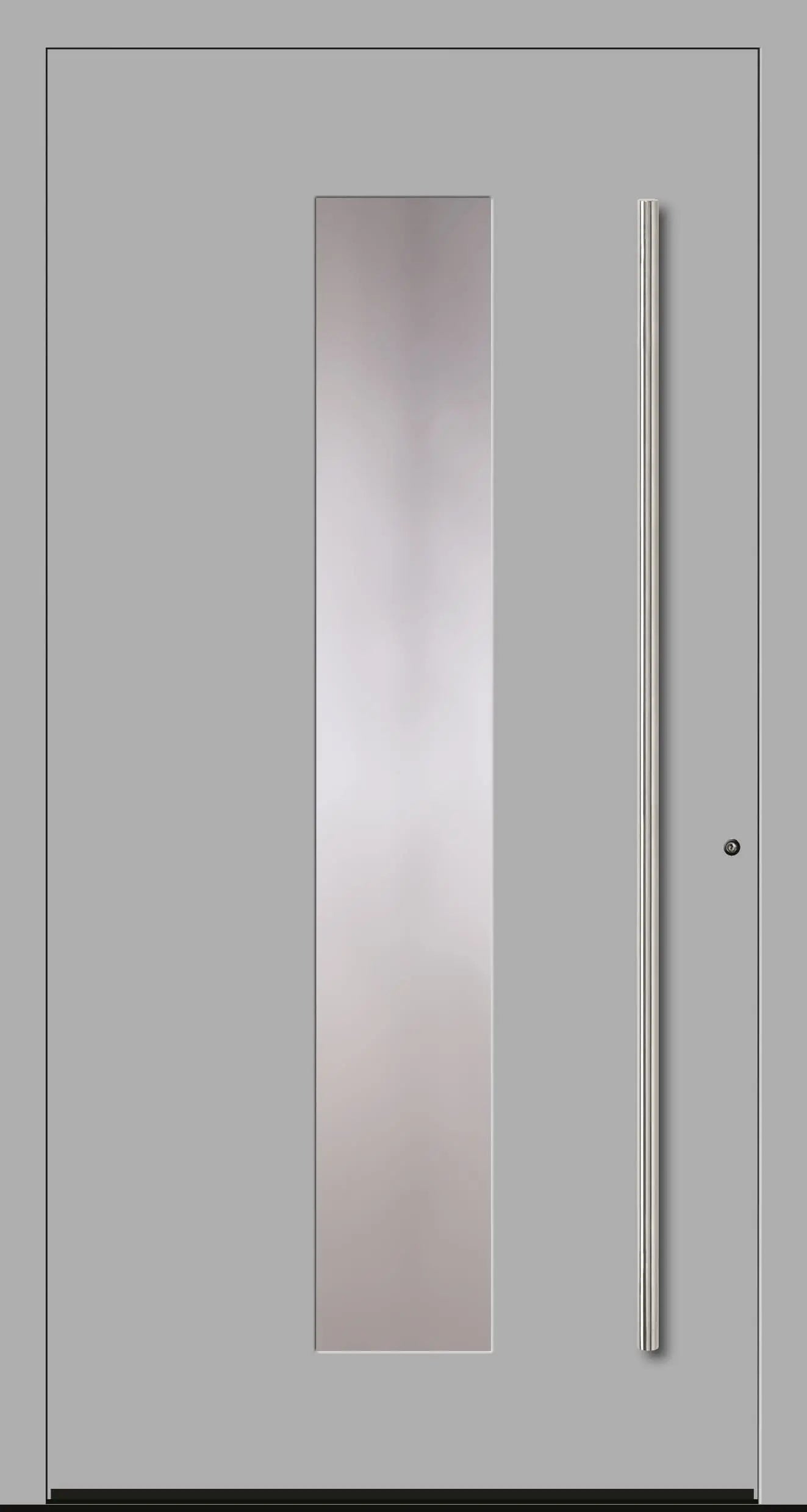 Aluminium Haustür in Dreh Rechts in RAL 9006 grau mit Glas