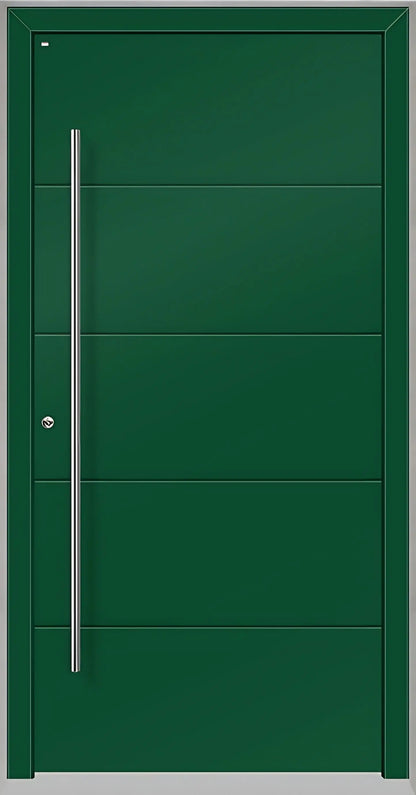 Haustüre Holz Aluminium mit vier Nuten in Moosgrün Dreh Links