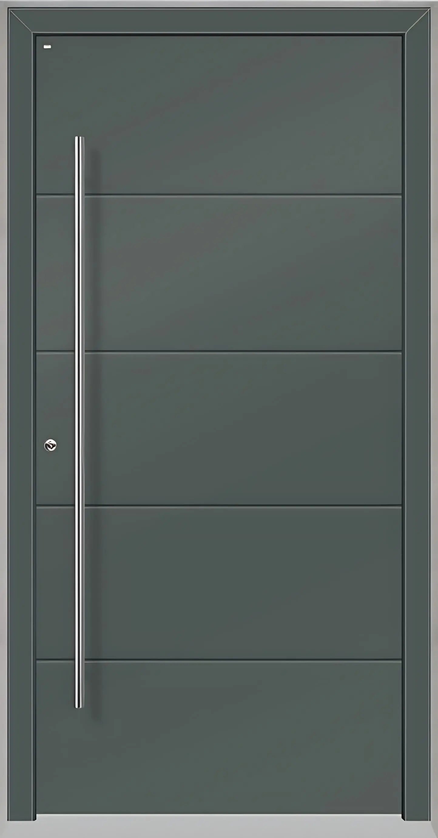 Haustüre Holz Aluminium mit vier Nuten in Basaltgrau Dreh Links