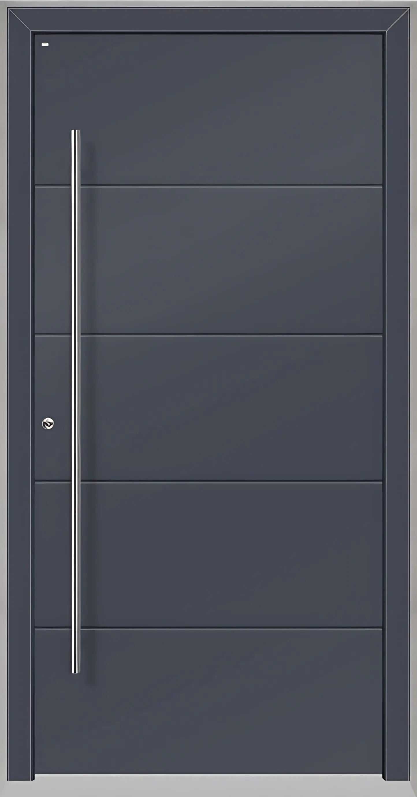 Haustüre Holz Aluminium mit vier Nuten in Schiefergrau Dreh Links