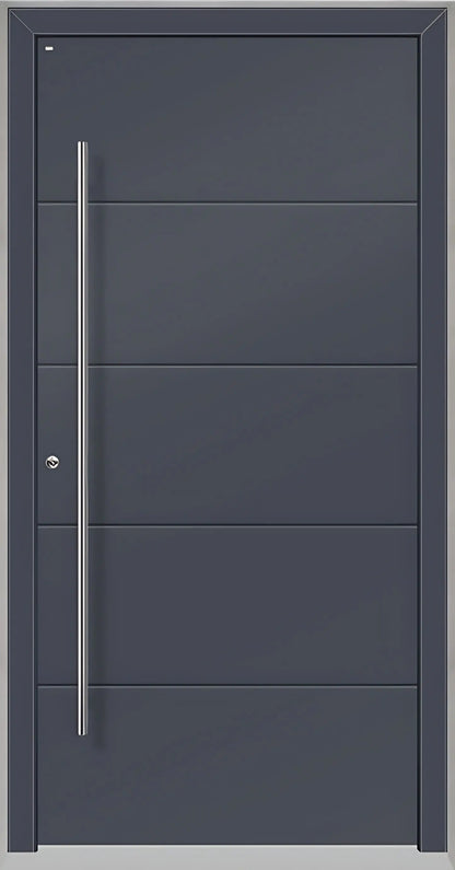 Haustüre Holz Aluminium mit vier Nuten in Schiefergrau Dreh Links