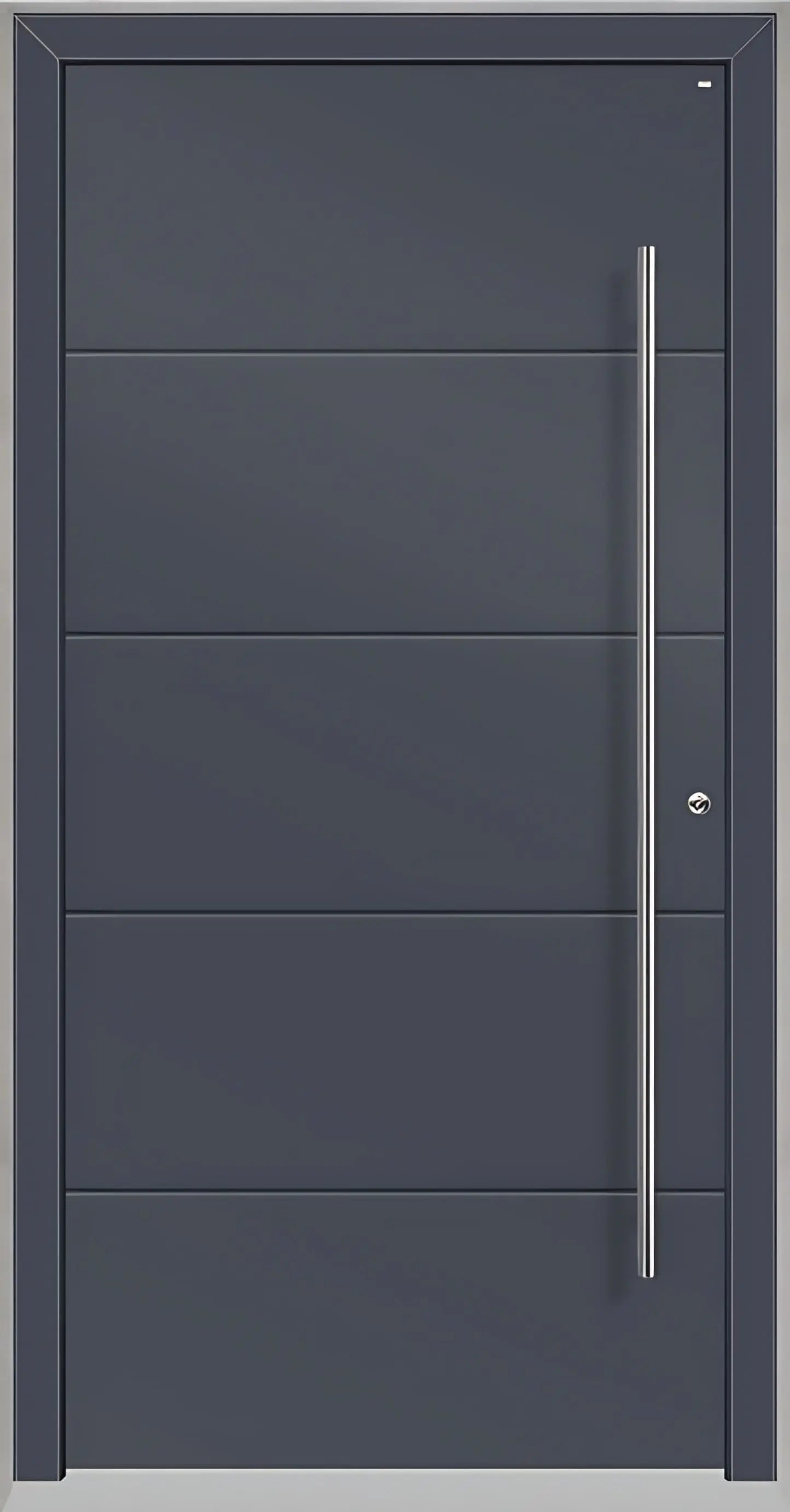 Haustüre Holz Aluminium mit vier Nuten in Schiefergrau Dreh Rechts