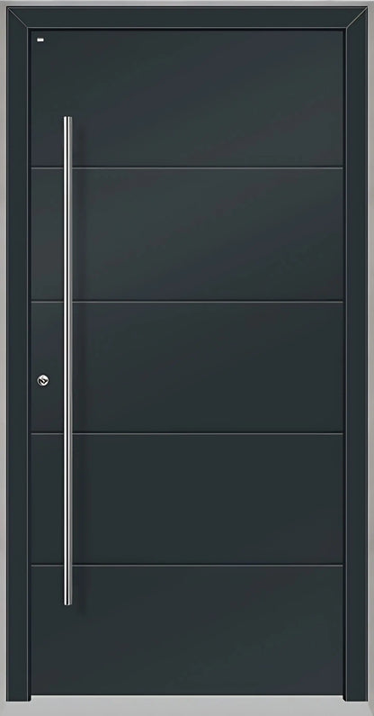 Haustüre Holz Aluminium mit vier Nuten in Anthrazitgrau Dreh Links