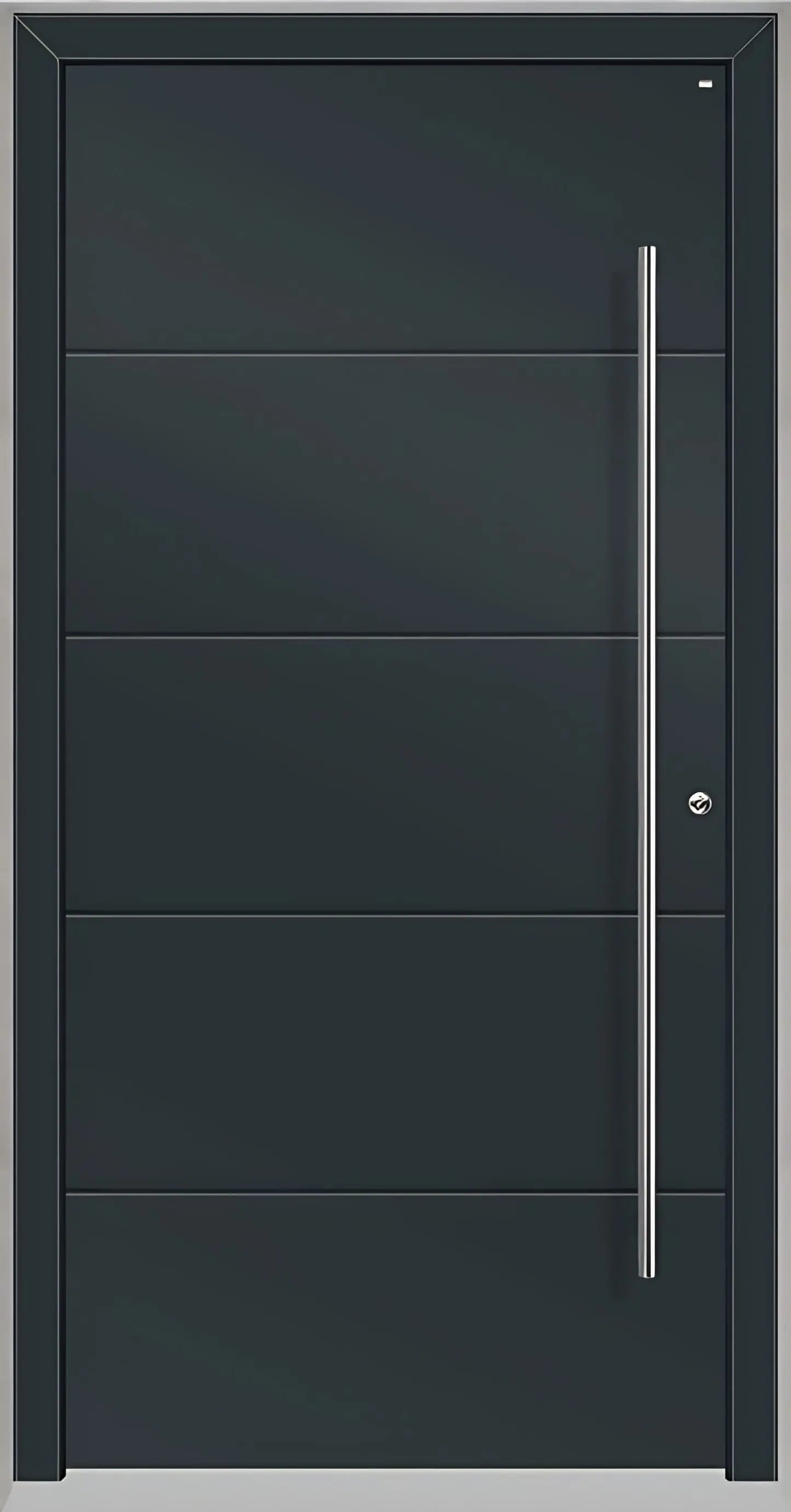 Haustüre Holz Aluminium mit vier Nuten in Anthrazitgrau Dreh Rechts