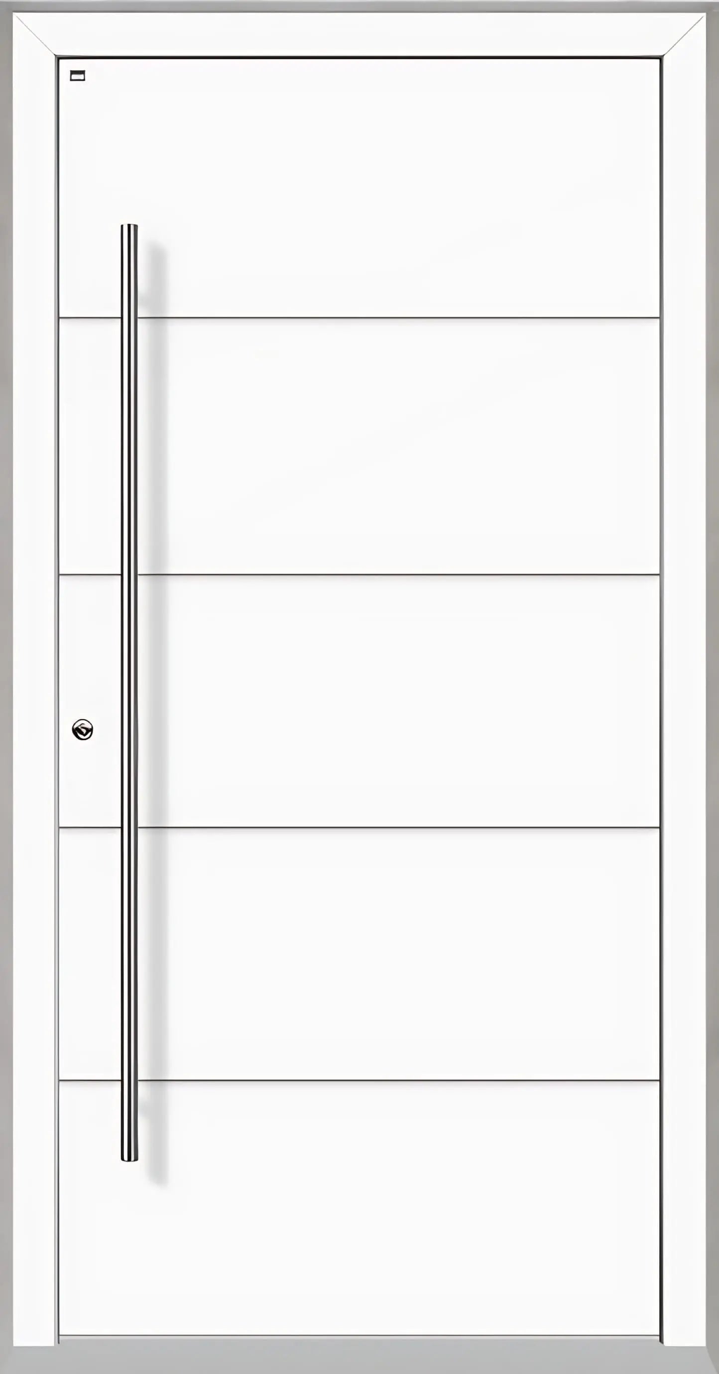 Haustüre Holz Aluminium mit vier Nuten in Verkehrsweiß Dreh Links