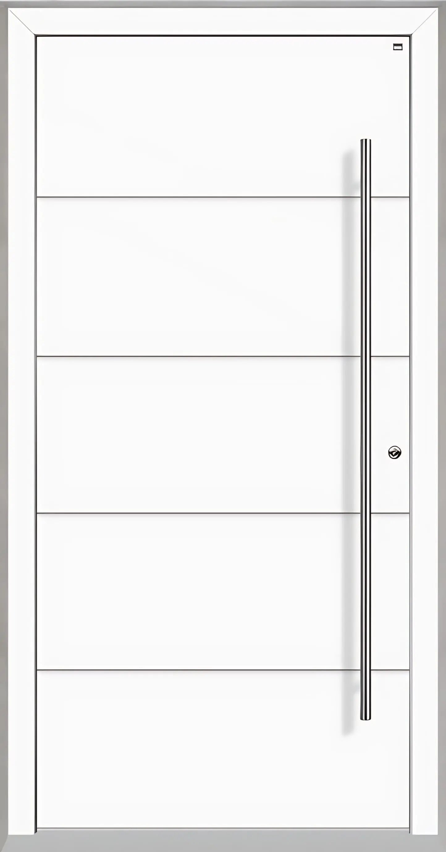Haustüre Holz Aluminium mit vier Nuten in Verkehrsweiß Dreh Rechts