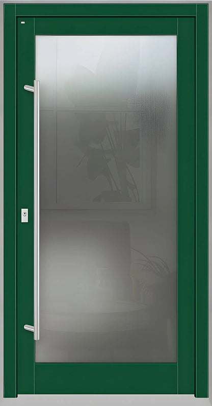 Haustür Holz mit Ganzglasfüllung in Moosgrün Dreh Links