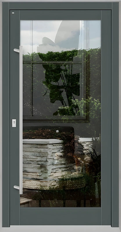 Haustür Holz mit Ganzglasfüllung in Basaltgrau Dreh Links