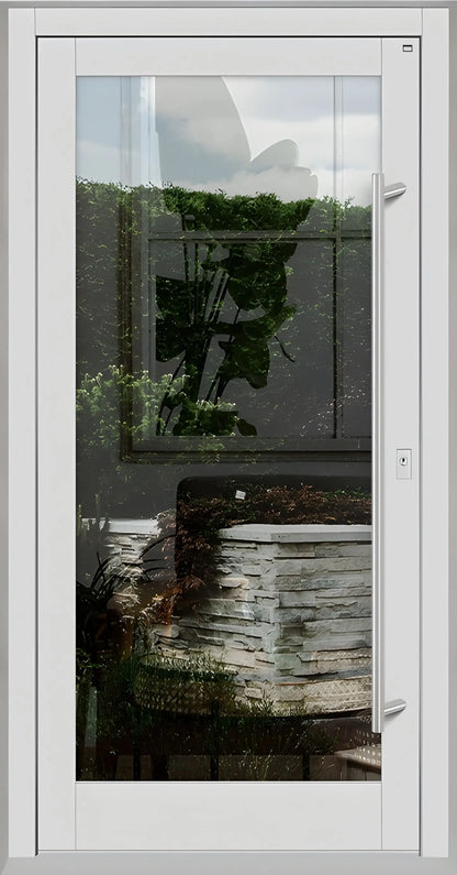 Haustür Holz mit Ganzglasfüllung in Lichtgrau Dreh Rechts