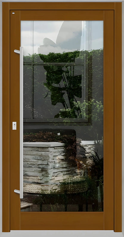 Haustür Holz mit Ganzglasfüllung in Eicheclassic Dreh Links
