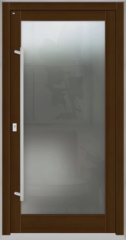 Haustür Holz mit Ganzglasfüllung in Eichedunkel Dreh Links