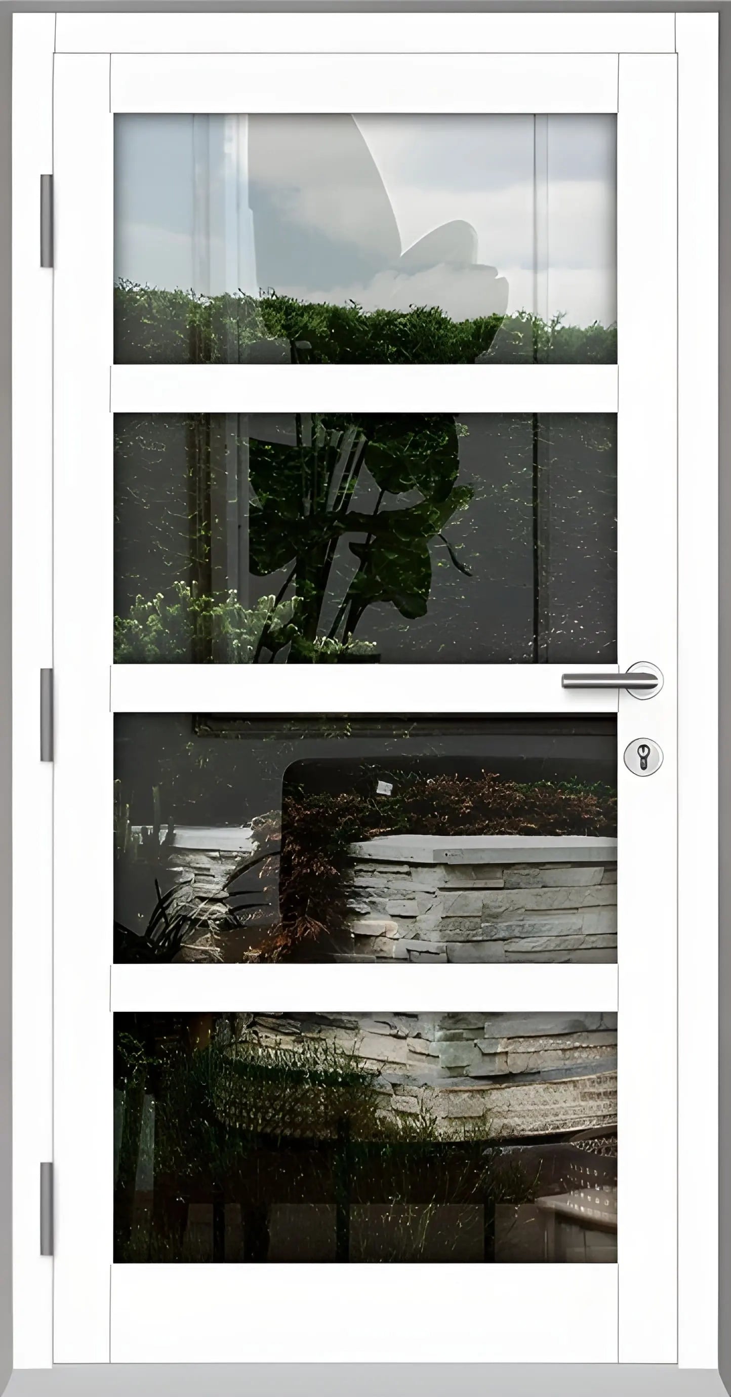 Innenansicht der Holz Haustür Modell H8 mit 4 Glasfeldern