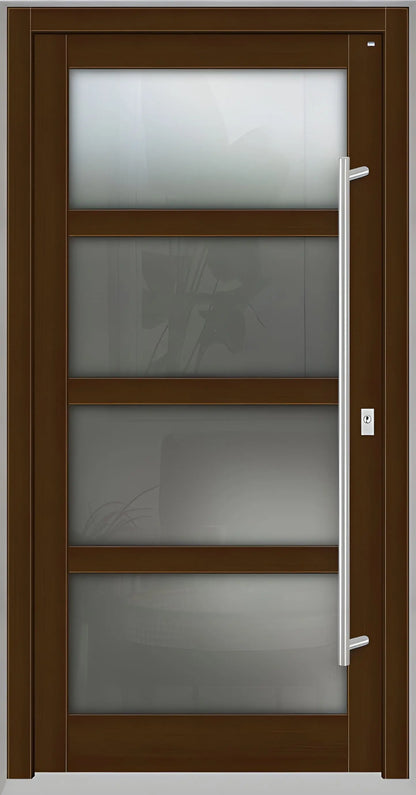 Haustür Holz mit Ganzglasfüllung und 3 Eichedunkel Dreh Rechts