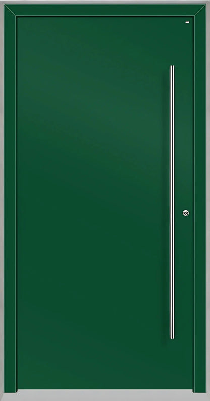 Außenansicht Holz Alu Haustür kaufen in Moosgrün Dreh Rechts