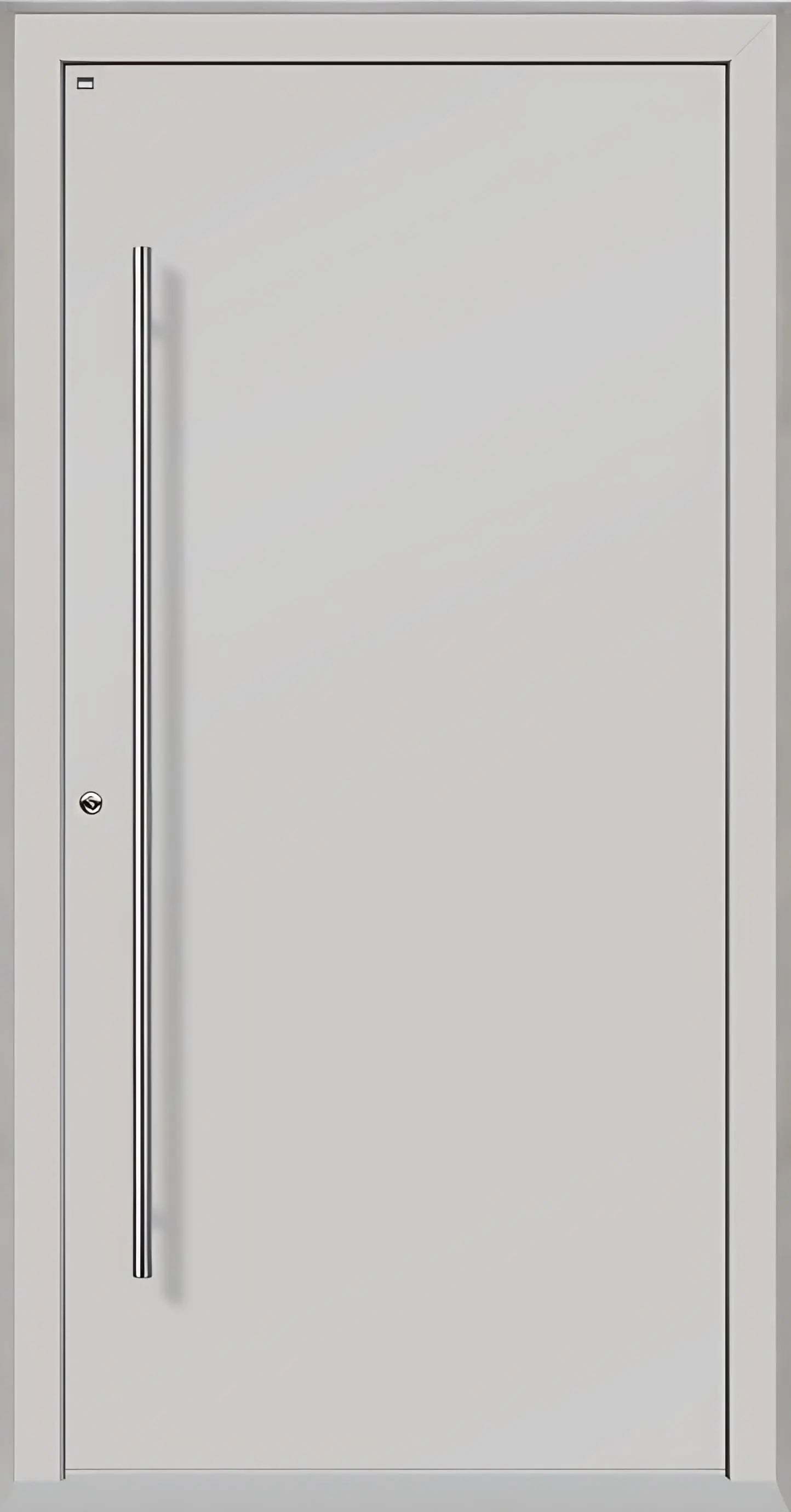 Außenansicht Holz Alu Haustür kaufen in Lichtgrau Dreh Links