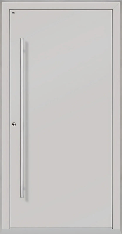 Außenansicht Holz Alu Haustür kaufen in Lichtgrau Dreh Links