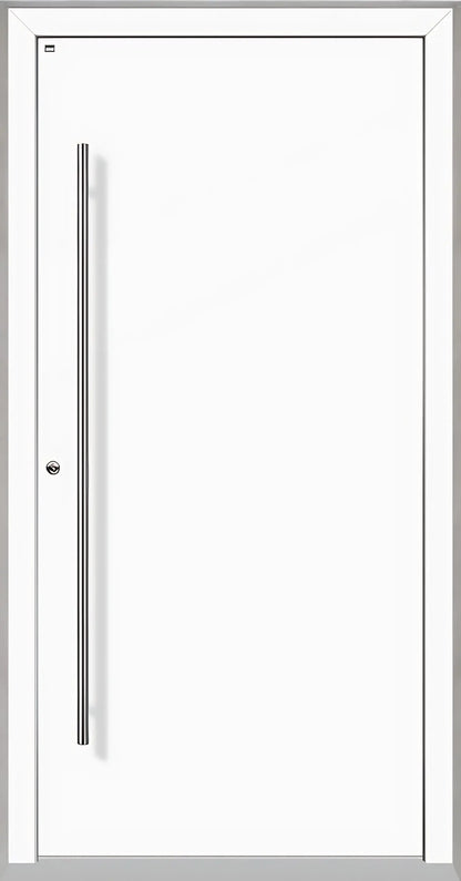 Außenansicht Holz Alu Haustür kaufen in Verkehrsweiß Dreh Links