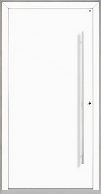 Außenansicht Holz Alu Haustür kaufen in Verkehrsweiß Dreh Rechts